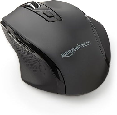 Amazon Basics Ratón inalámbrico ergonómico, DPI ajustable, negro